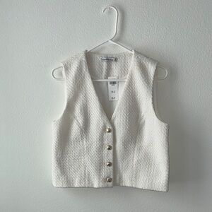 Abercrombie & Fitch Cream Textured Vest
